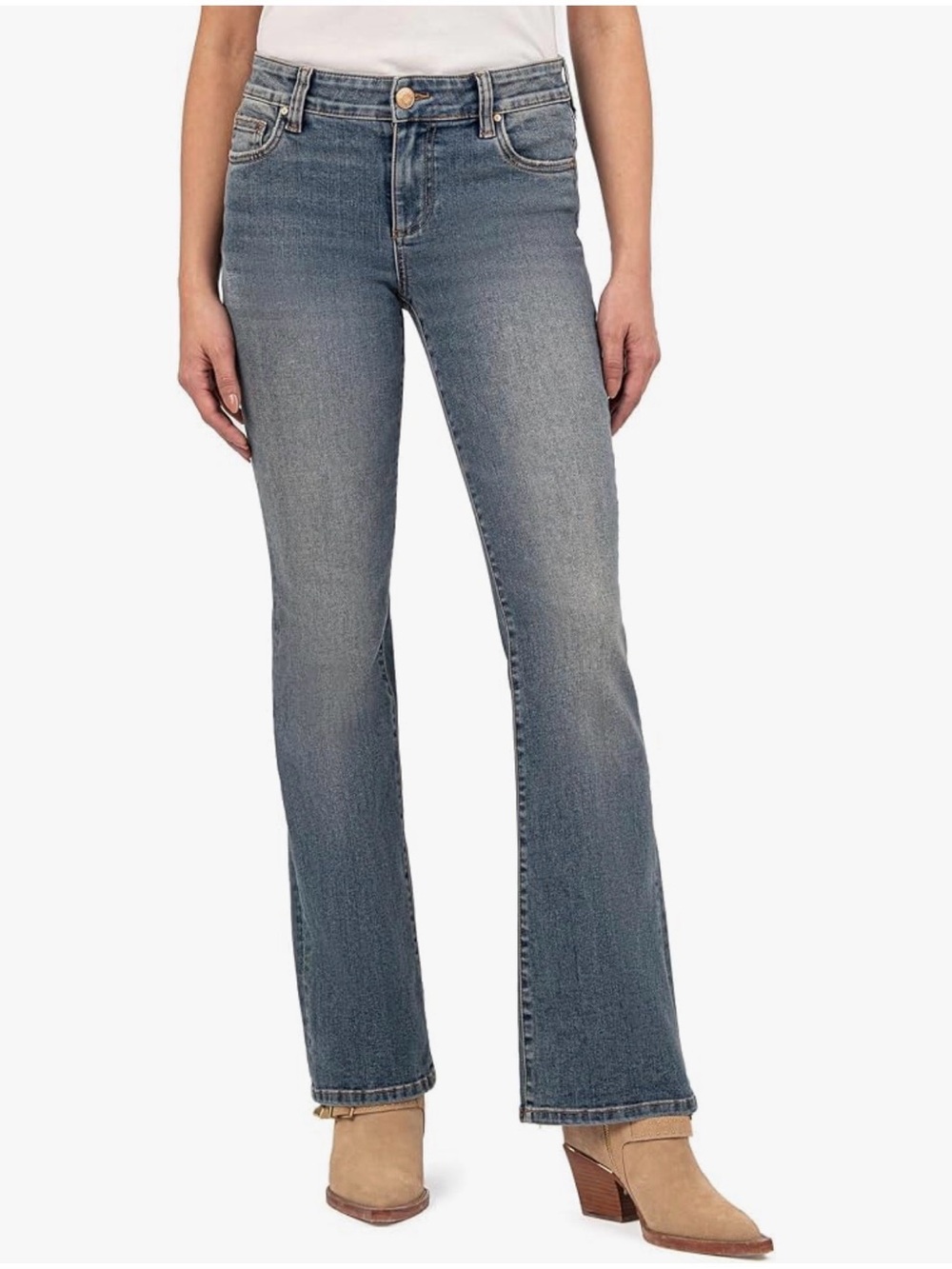 Kut from the Kloth Women's Mid-Rise Bootcut Jeans in Washed Blue